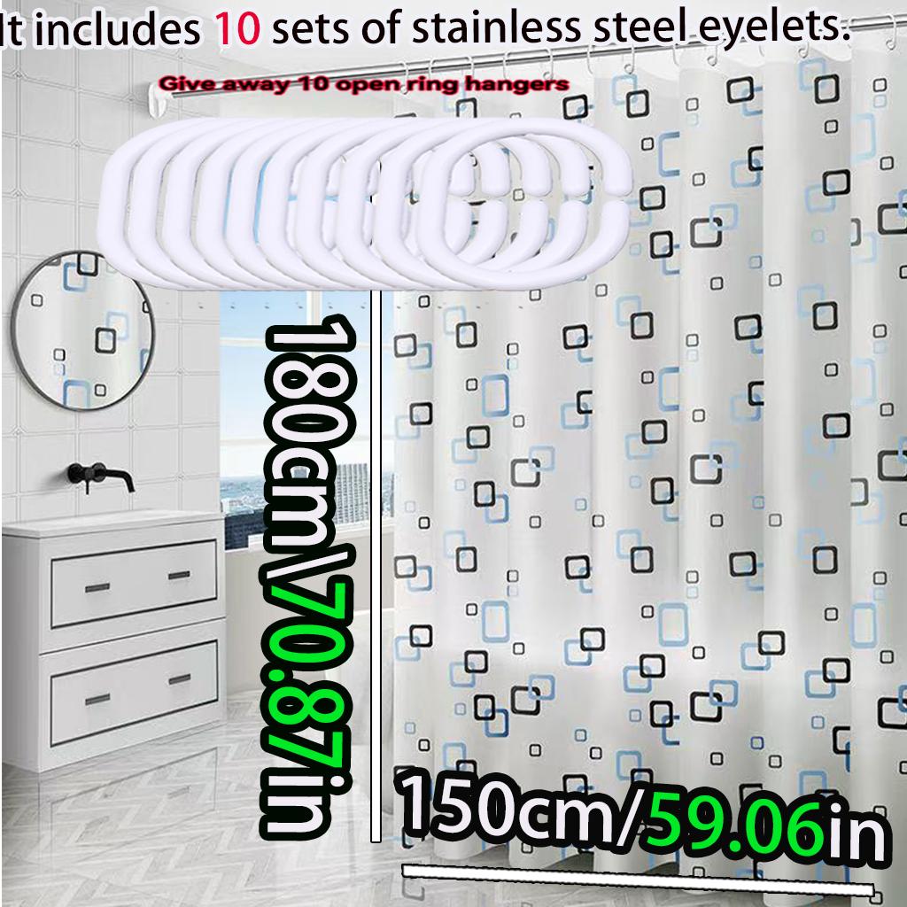 Simple Small Square Bathroom Shower Curtain Bathroom Partition Curtain Waterproof Peva Material Quick Dry Scrub Light Opaque