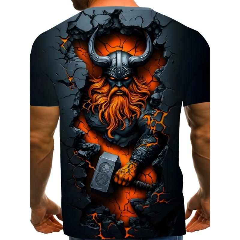 Men's Vibrant 3D Abstract Swirl T-Shirt - Colorful Artistic Pattern, Casual Polyester Knit