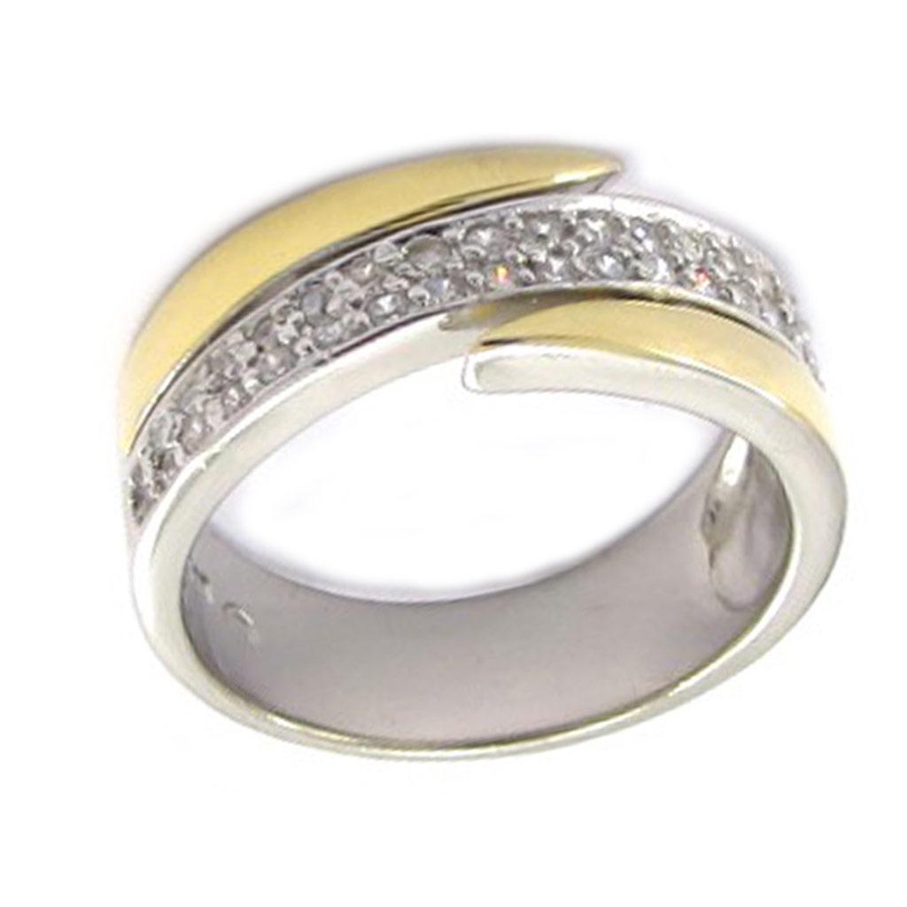 Tweekleurige zilveren ring met 'Trianon'-motief