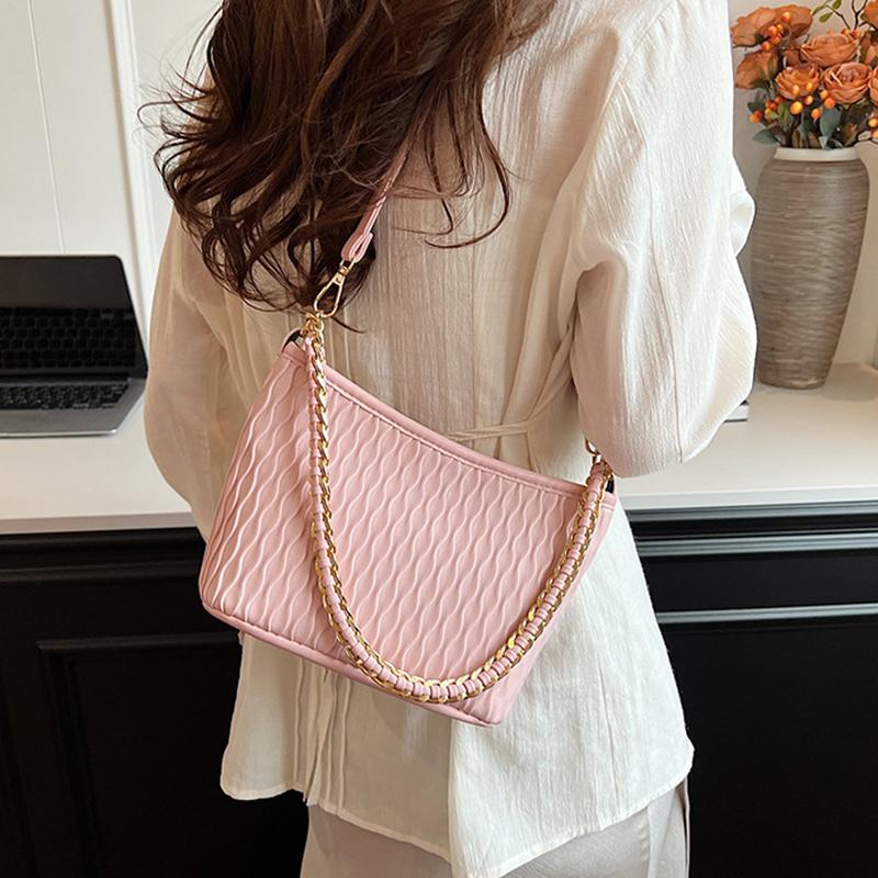 Monochromatic pleated women's bags simple versatile shoulder bags PU leather women's square crossbody bags with shoulder strap  new