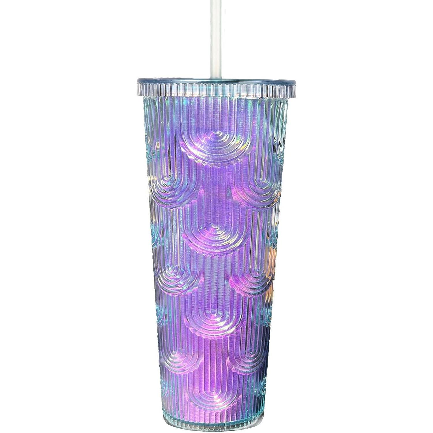 

24 унції з кришкою та стаканом для соломинки, ізольовані подвійними стінками, багаторазова текстурована чашка Venti - 100% без BPA