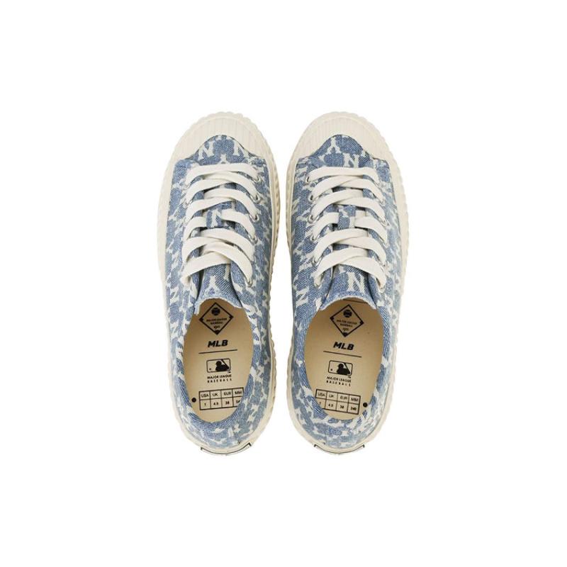 MLB Playball New York Yankees Anti-Slip Wear-Resistant Breathable Lightweight Low-Top Canvas Shoes Unisex Blue White Sneakers
