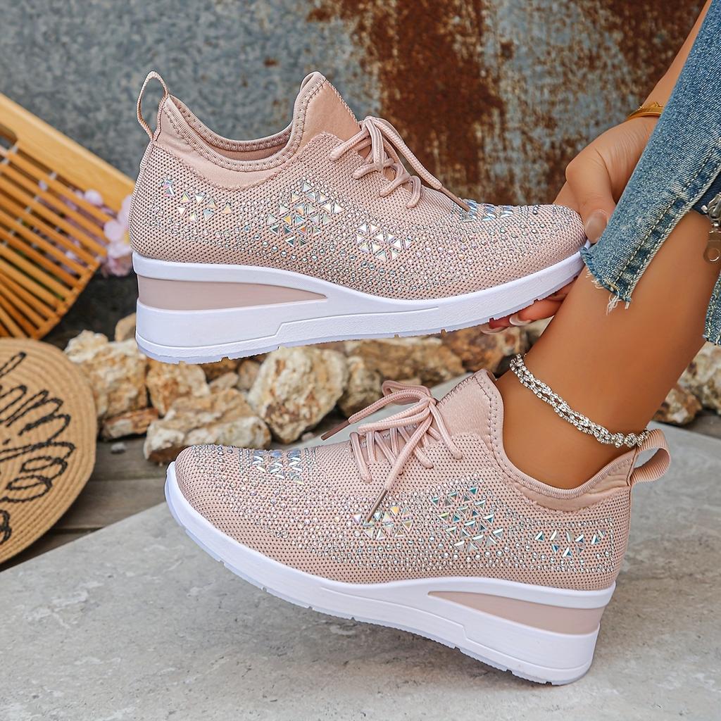 Rhinestone Lacing Women's Casual Shoes Low Top Sports Fashion Style