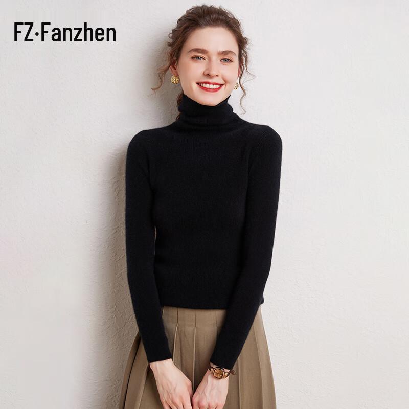 Fanzhen Women's 100% Cashmere Cowl Neck Sweater