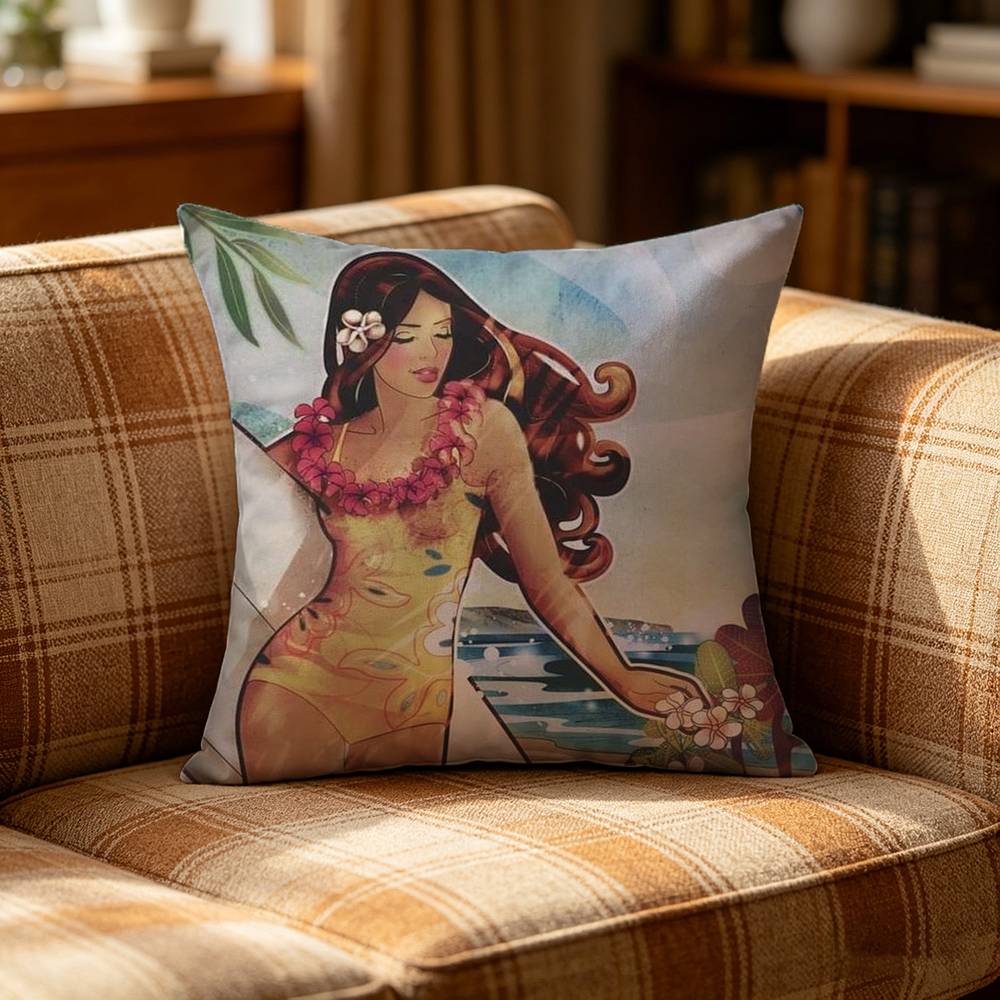 Hinano Tahiti Girl Polynesia Pillow Case Cushion Cover Throw Pillow Case For Car Sofa