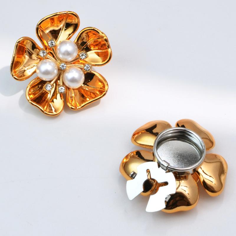2Pcs Elegant  Flower Button Covers Snap On Cufflinks Clip-On Decor for Dress Shirts, Instant Upgrade Accessory for Men & Women
