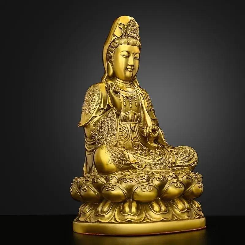 Feng Shui Buddha Copper South Sea Goddess of Mercy Statue Home Living Ornaments