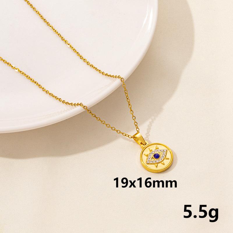 Stainless Steel Evil Eye Pendant Necklace: European & American Fashion Trend, Hip Hop Streetwear Style