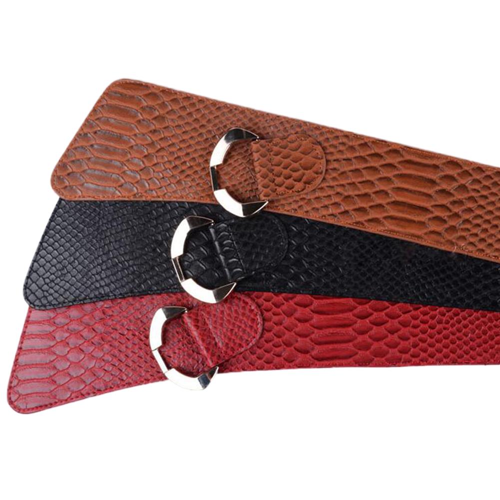 Women Fashion Crocodile Pattern Elastic Wide Belt Simple Belt Decorative