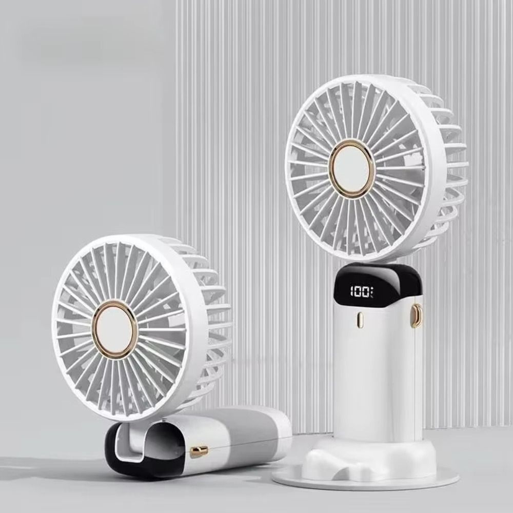 LED Digital Display Rechargeable Fan 90° Adjustable Mini Fan Folding Fan  Handheld Use