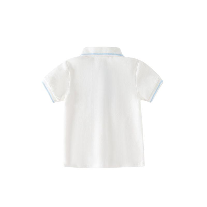 Polo Shirt Children's Half Sleeve Tops Patchwork Lapel T-shirt