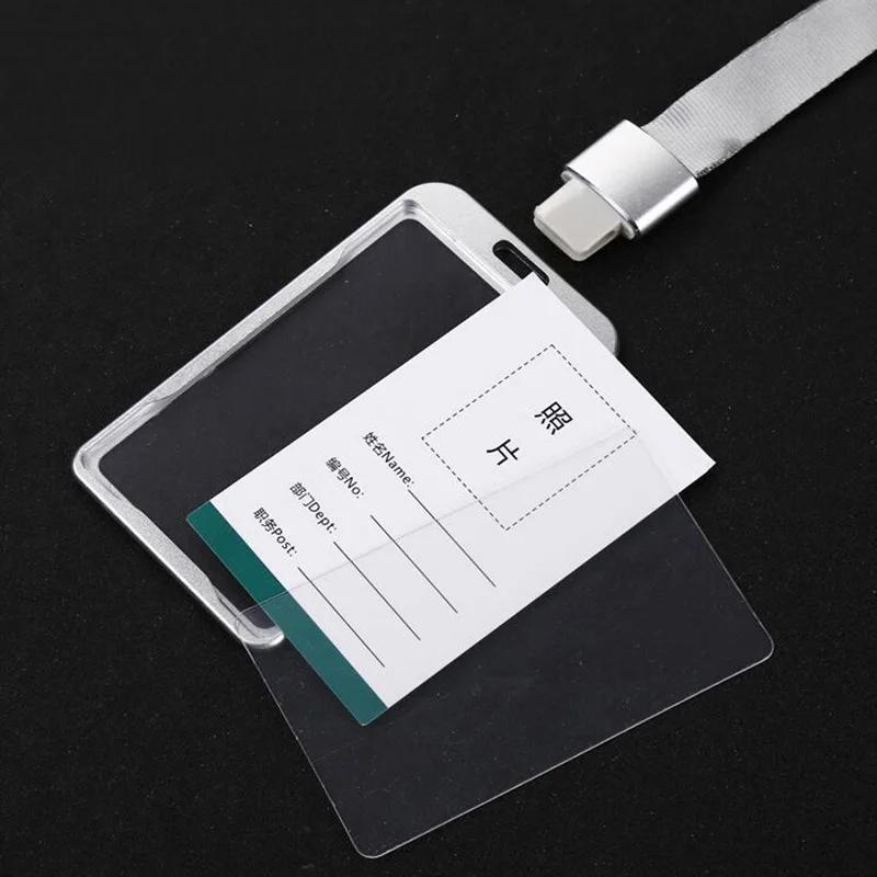 Aluminum Alloy Card Cover Men Women Business Work Name Card ID Badge Lanyard Metal Case Credit Card Holder Bags Protector
