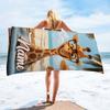 1 pz Asciugamano da Spiaggia Divertente Personalizzato con Giraffa Cartone Animato, Asciugatura Rapida Senza Sabbia con Nome Personalizzato per Vacanze Estive