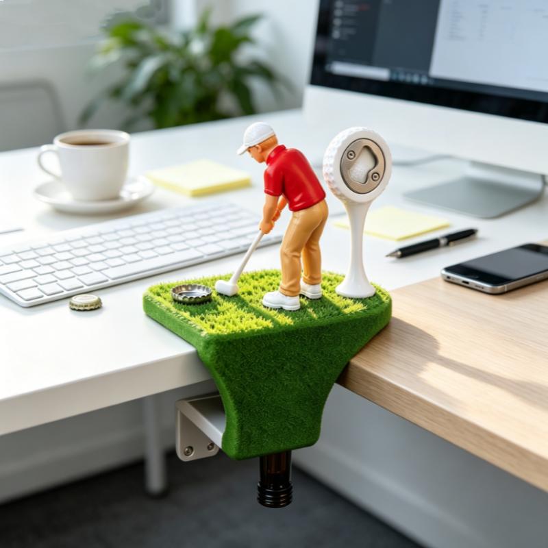 Golf Game Bottle Opener Desk Clamp Design Golf Player Figurine Beer Opener With Golf Ball Opener Funny Golf Themed Bar Decor