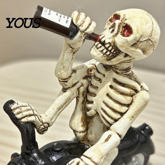 Motorcycle Enthusiast Presents Gothic Skeleton Rider Figurine, Vintage Biker Skull Statue, Figurines Halloween Tabletop Decor Ornament, Gift
