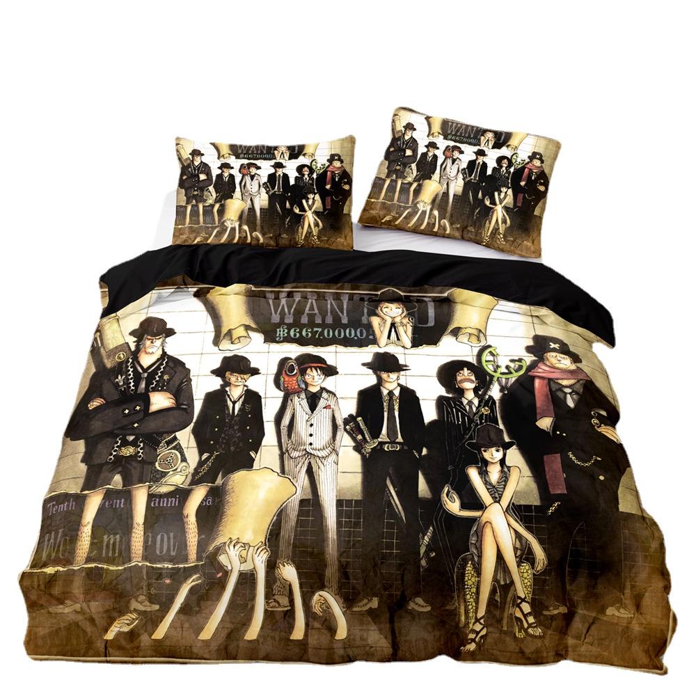 Anime One Pieces Bedding Collection Luffy Duvet Cover 3D Printing Quilt Cover Pillowcase Suit Kids Gift