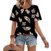 Dams casual mode rundhalsad blommig tryckt veckad kortärmad t-shirt topp