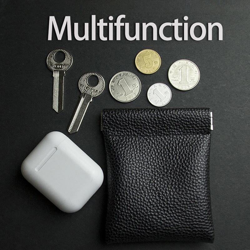 Pu Leather Coin Purse Women Men Small Mini Short Wallet Bag Key Earbuds Holder