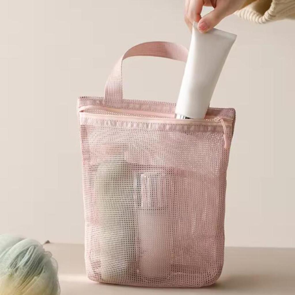 Portable Travel Handbags Mesh Makeup Toiletry Storage Bags Hanging Cosmetic Organizer Pouch Washing Body Shower Tools Organizer