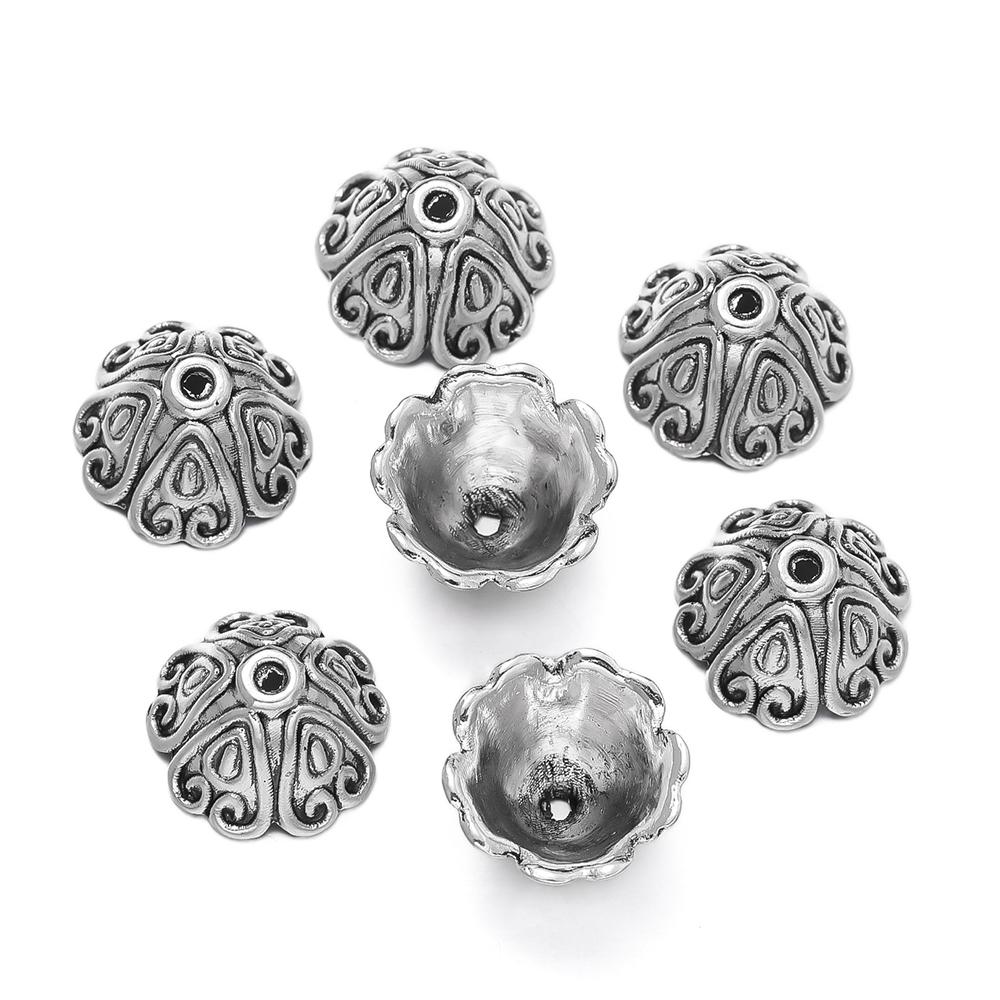 10pcs/Lot Antique Silver Color Alloy Leaf Flowers Bead End Caps for Jewelry Making Needlework Spacer Bead Caps DIY Accessories