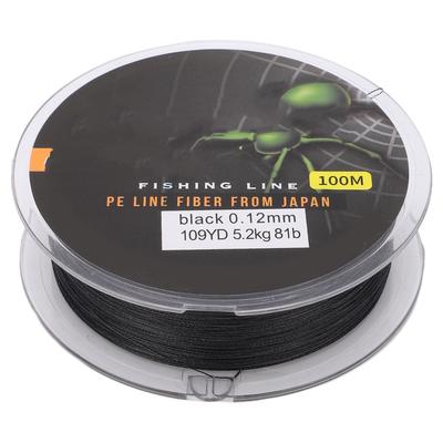 100m Filo da Pesca Intrecciato Multicolore Resistente all'Usura Filo da Pesca Intrecciato Durevole Nero 0.6