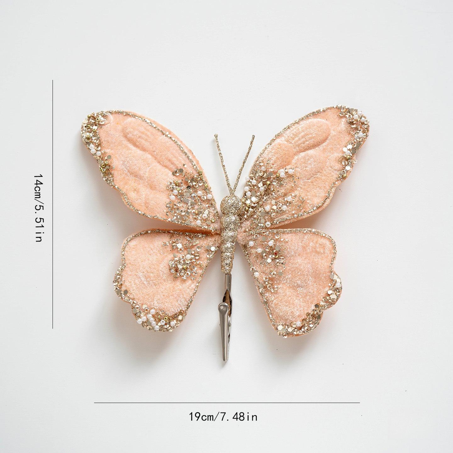 1 шт. тканевая имитация бабочки рождественские цветочные аксессуары украшение рождественской елки композиция украшение гостиной украшение рождественской елки золотой