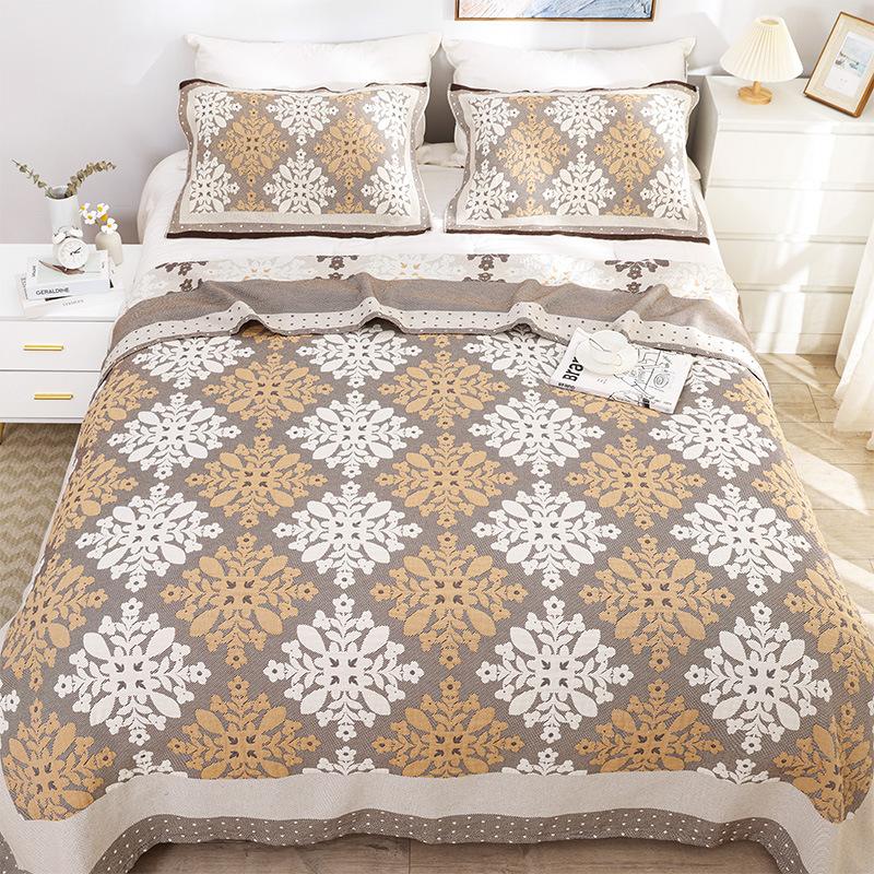 Cotton Gauze Tassel Edge Throw Blanket Towel Quilt Sofa Cover Blanket Single Double Air Conditioning Quilt Enlarged Thickened Cover Blanket