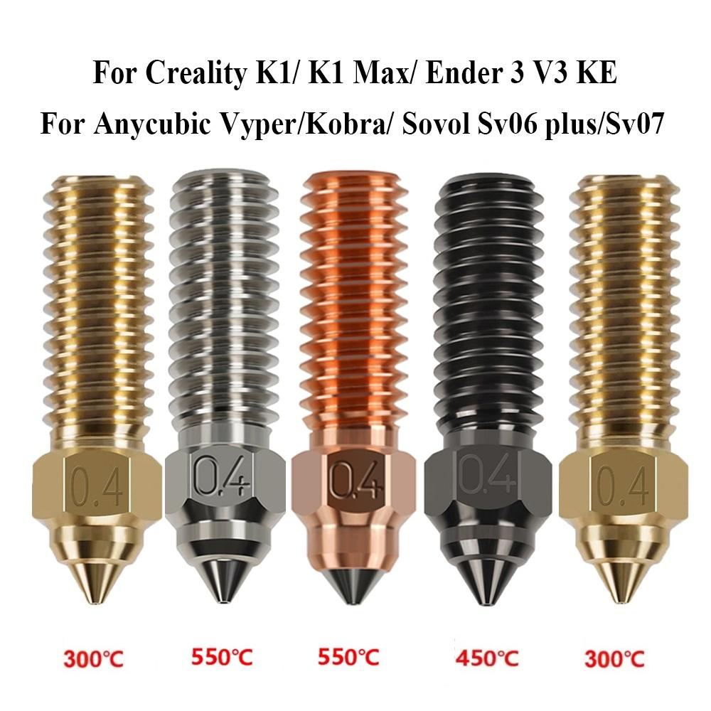 Hochgeschwindigkeits-3D-Druckerdüse Messingbeschichtetes Kupfer Gehärteter Stahl Für Creality K1 K1 Max Ender3 V3 KE CR‑M4 Sovol SV06+ SV07 Vyper