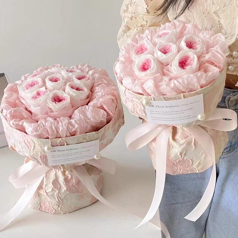 Papel de Embrulho Impermeável Brocade 38g Perolado Neve para Flores Frescas & Arte Floral
