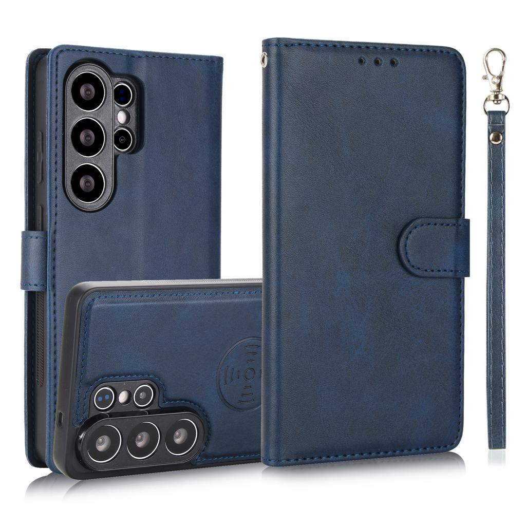 Magnetic Leather Case for Samsung Galaxy S26 Ultra S25 Edge S24 Plus S23 FE S22 S21 S20 Note20 Hand Strap Detachable Card Wallet