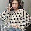 Autumn 2022 Lightweight Knit Cardigan: Sun-Protective, Loose-Fit, Long Sleeve with Tassel & Print Design