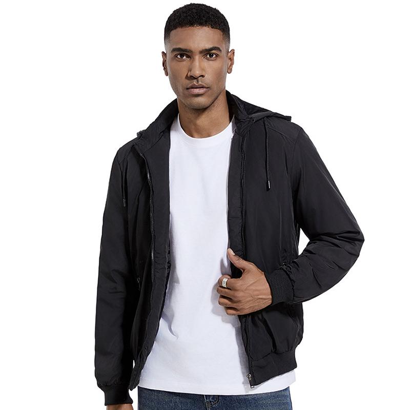 Lässige Kapuzenjacke für Herren, durchgehender Reißverschluss, mit Reißverschlusstaschen, Herbst-/Wintermantel, winddicht, warme Oberbekleidung für Männer, gepolsterte Arbeitsjacke mit abnehmbarer Kapuze