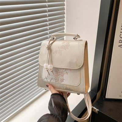 New Chinese Style Embroidered Backpack Bag Women'S Autumn Fashion Personalized College Style Backpack Small Square Bag