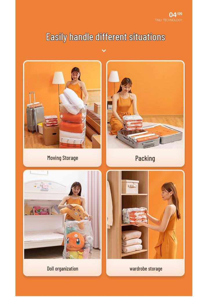 Taili Vacuum Compression Bags for Clothes and Quilts - Home Storage Solution.