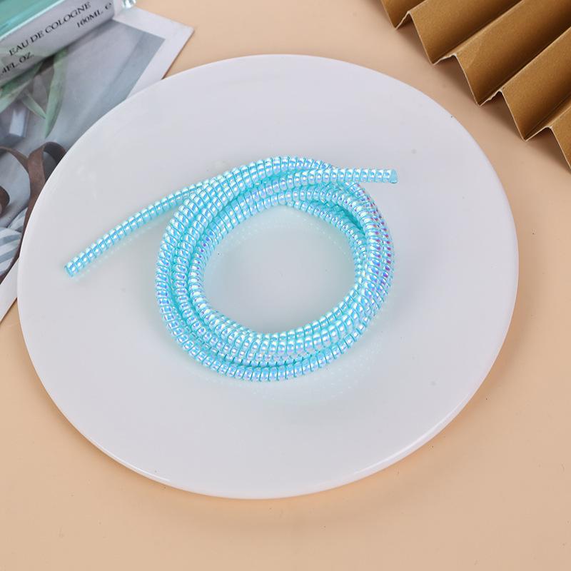 New 1.5M Plating Color TPU Spiral USB Charging Cable Protector for iPhone Samsung Huawei Earphone Cord Line Protection