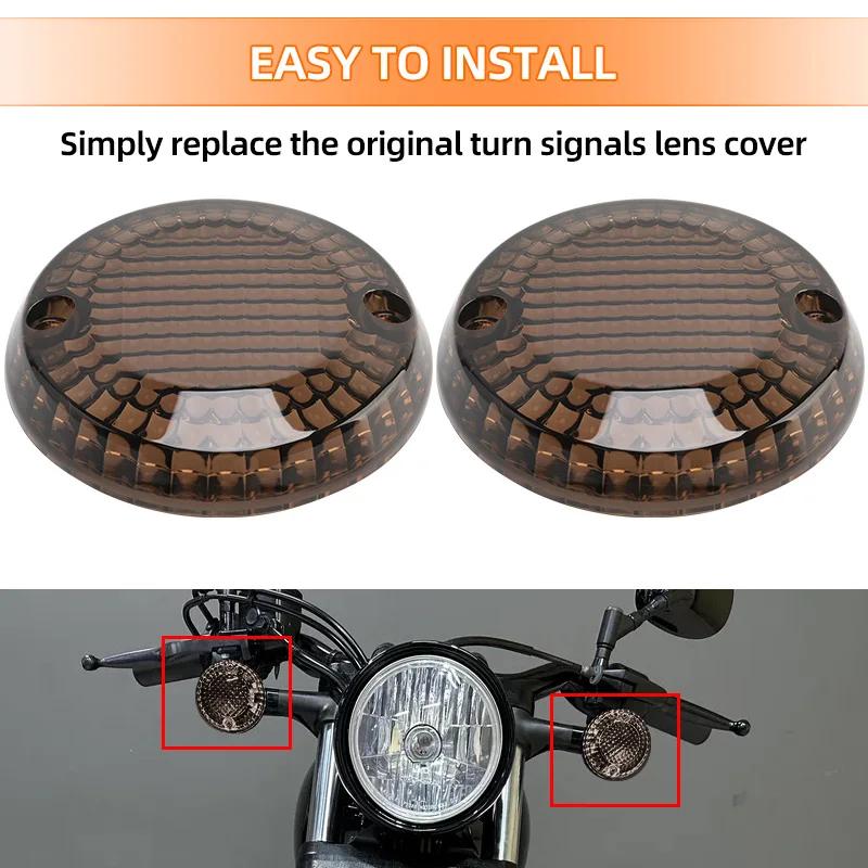 2PCS Motorcycle Front Turn Signal Light Rear Indicator Lens Cover Protection Cap Gray For Yamaha Bolt XVS950 XV950 R-Spec 13-up