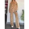 European & American Women's Gold Velvet Batwing Sleeve Top and Wide-Leg Pants Set for Autumn/Winter 2025