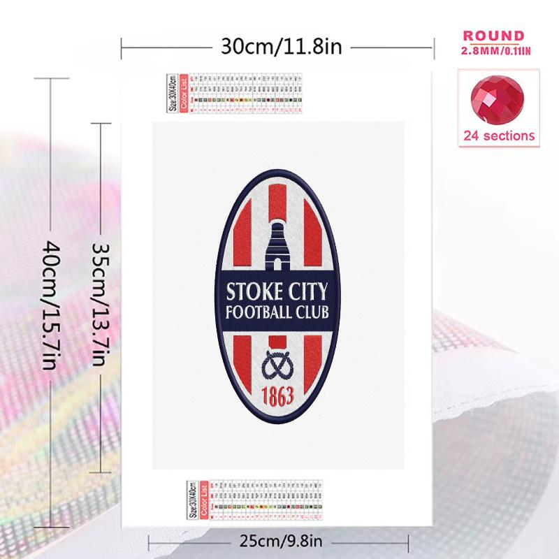 Stoke City logo Pattern  3pcs 100% Round Full Drill 5D DIY Diamond Painting Embroidery Cross Stitch Rhinestone Décor