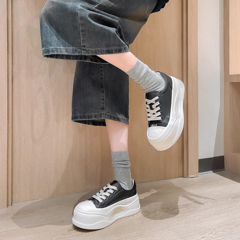Ugly cute big head little white shoes women's spring new thick sole heightening niche versatile breadboard
