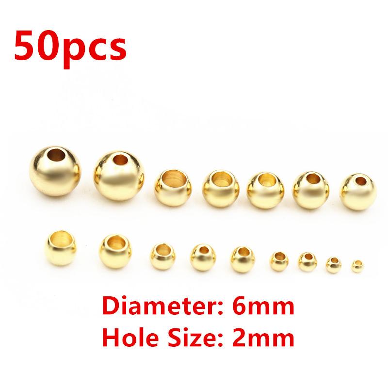 30-100pcs 2-8mm Stainless Steel Gold Color Spacer Beads Charm Loose Bead DIY Bracelets Necklace Beads for Jewelry Making Charms