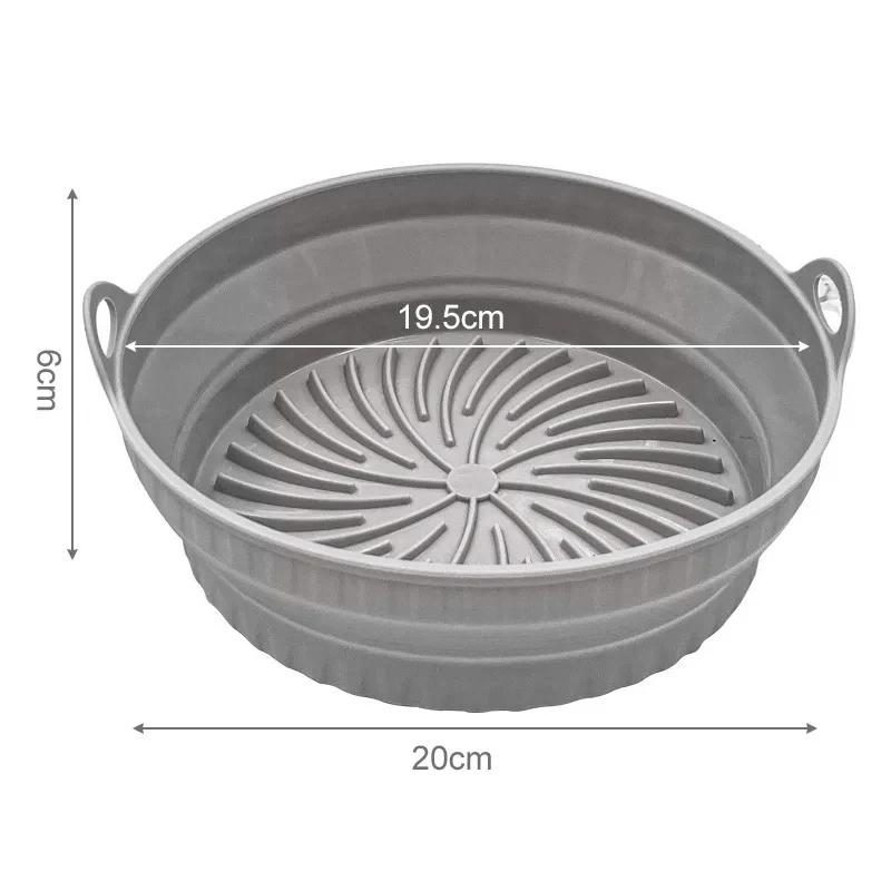 

2Pc Air Fryer Silicone Basket Foldable Round Square Mold Airfryer Oven Baking Tray Pizza Fried Chicken Basket Reusable Pan Liner