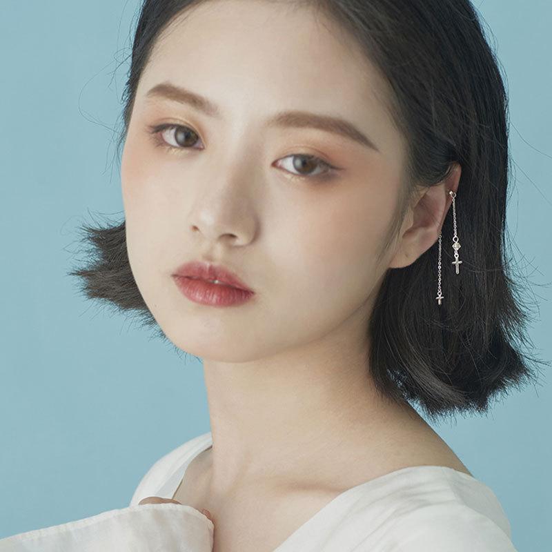 Ear Piercing Ear Clip Cross Tassel Crystal Ear Bone Clip Fake Earring Earring Earring Ear Bone Nail Women