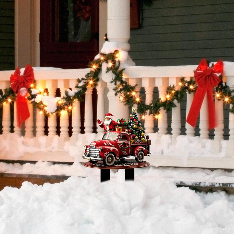 2025 New Years Decorative 2D Flat Christmas Characters Stakes Garden Stakes Cute Santa Figurines Landscaping Yard Art Ornaments