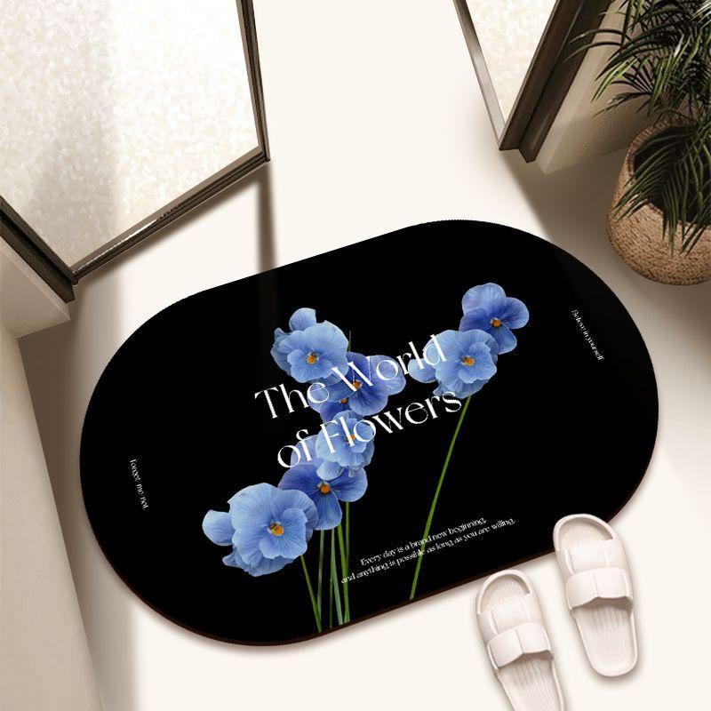 Bathroom soft diatom mud absorbent mat bathroom bathroom floor mat black dirt-resistant shower room anti-drop mat