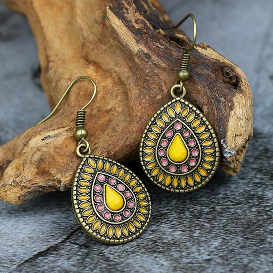 1 Pair Earring Water Drop Shape Bohemia Style Glitter Dangle Hanging Ear Ornaments Ear Accessories for Lady