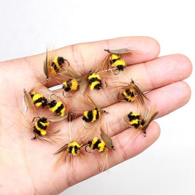 10Pcs Fishing Artificial Insect Bait Bumble Bee Fly Trout Fishing Lures Honeybee Bait Fly Fishing