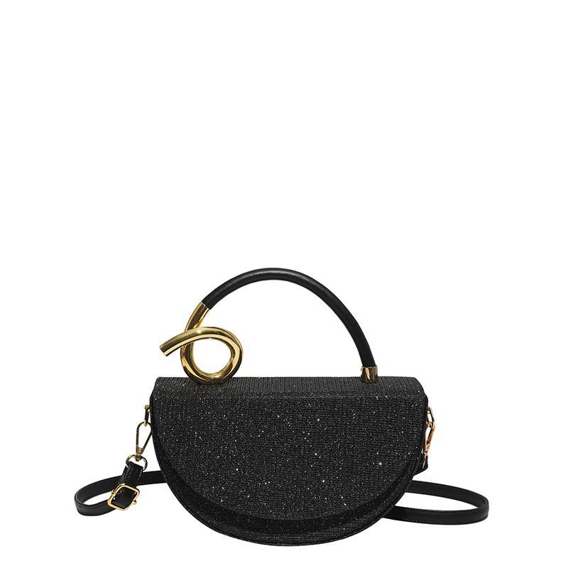 

High-end Niche Cross-body Box Bag Retro Fashionable Saddle Temperament Dinner Handbag чорний