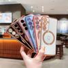 For Samsung Galaxy S26+ Magnetic Case Electroplated TPU Phone Cover Hollow Love Hearts