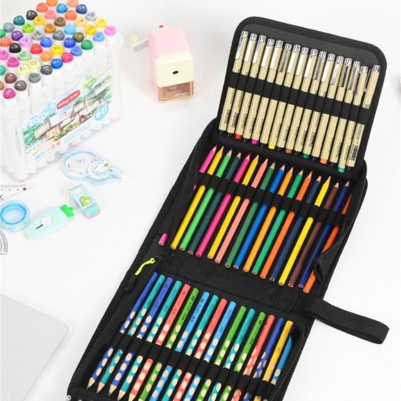 Drawing Pencil Case Large Capacity Pencil Case 60/72/100/120 Slots Coloring Pencil Holder Case Art Marker Carrying Case