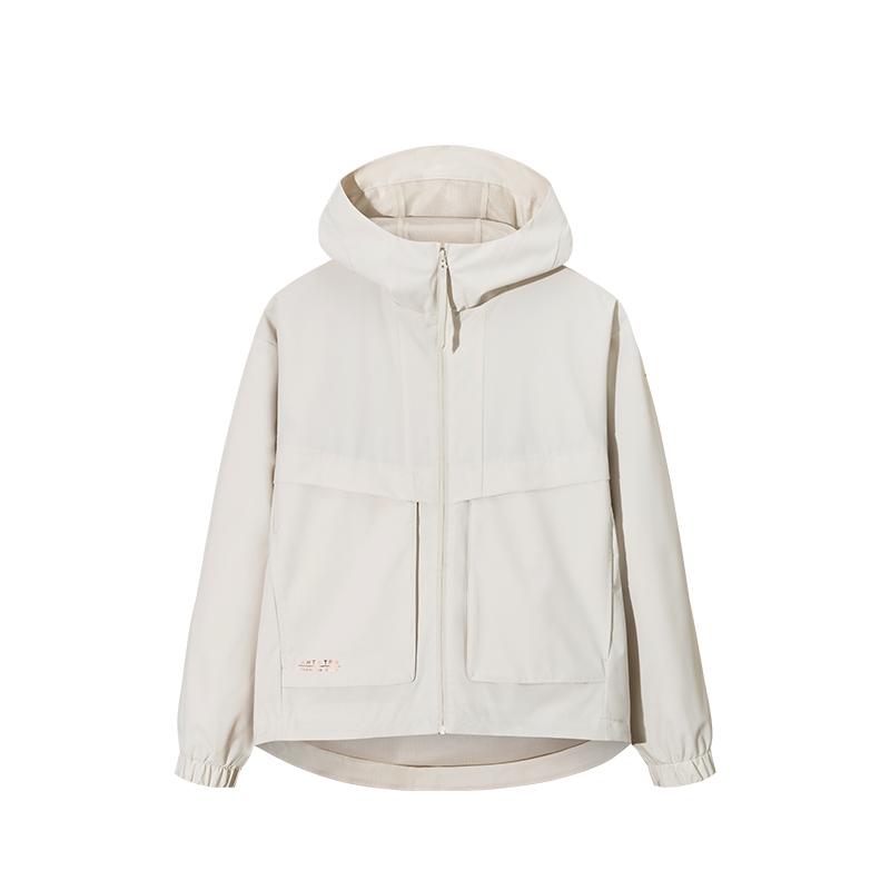 Anta Solid Color Zip-Up Hooded Versatile Casual Loose Jacket Women Jackets 162537611N-5